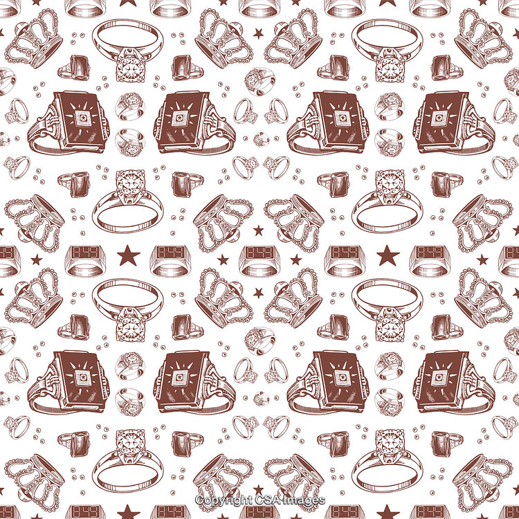 Elegant Jewelry and Decorative Elements in Detailed Monochrome Pattern