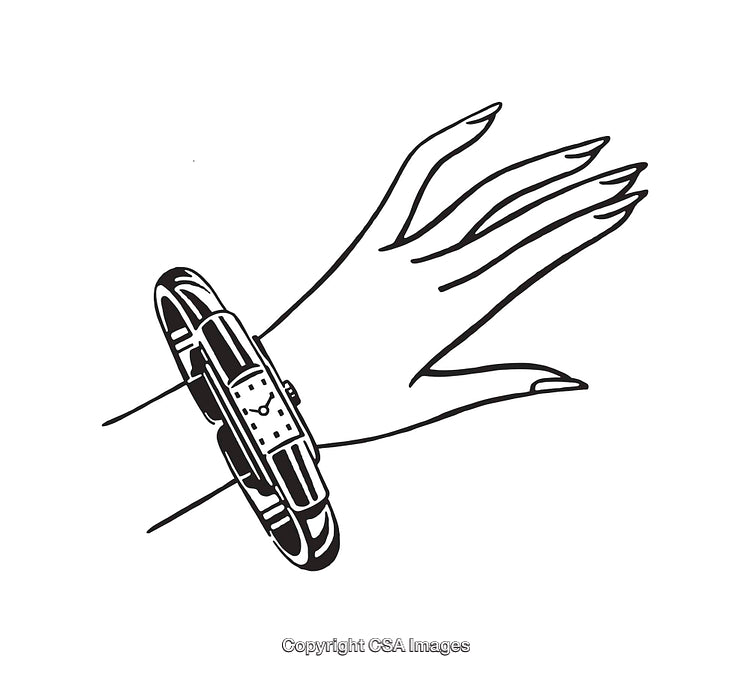 Elegant Line Art of a Hand Wearing a Stylish Bracelet Watch