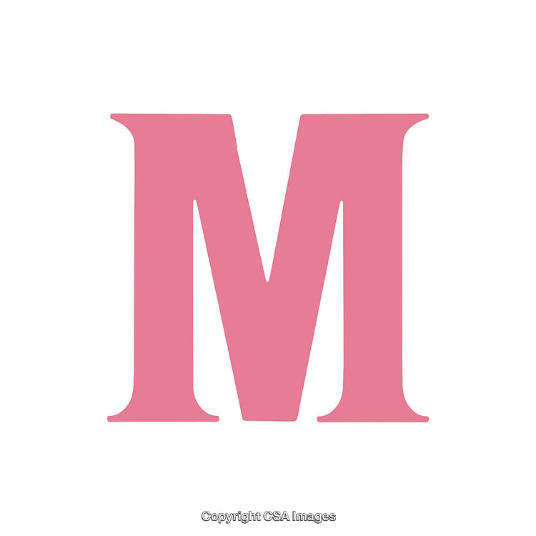 Pink Letter M Isolated on White Background, Minimalistic Design Symbol