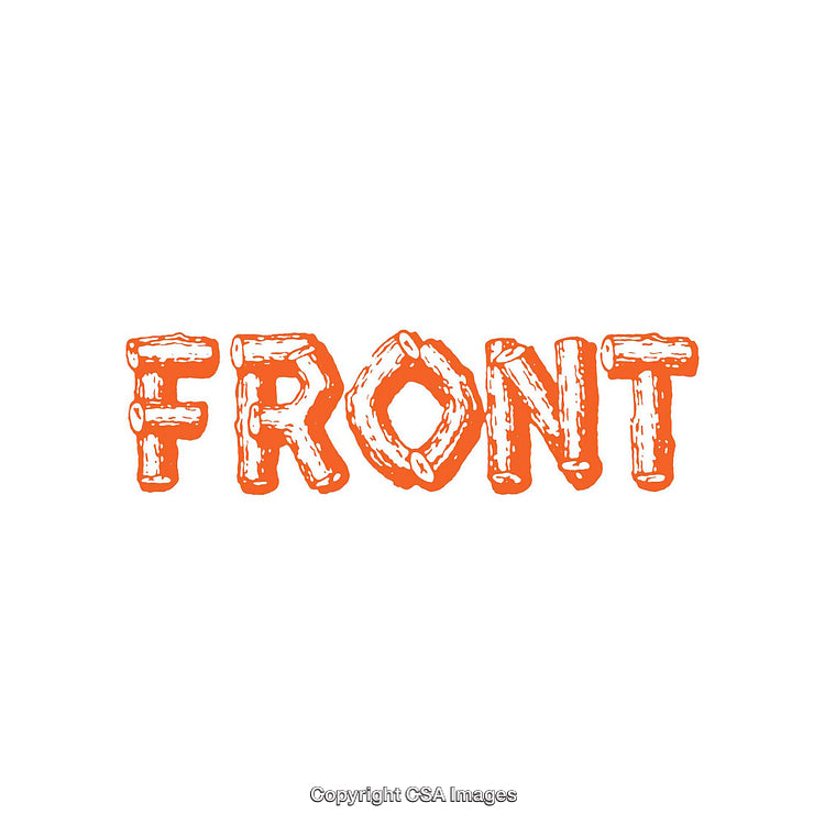 Illustration of Text 'Front' Styled in Orange Log-Inspired Design