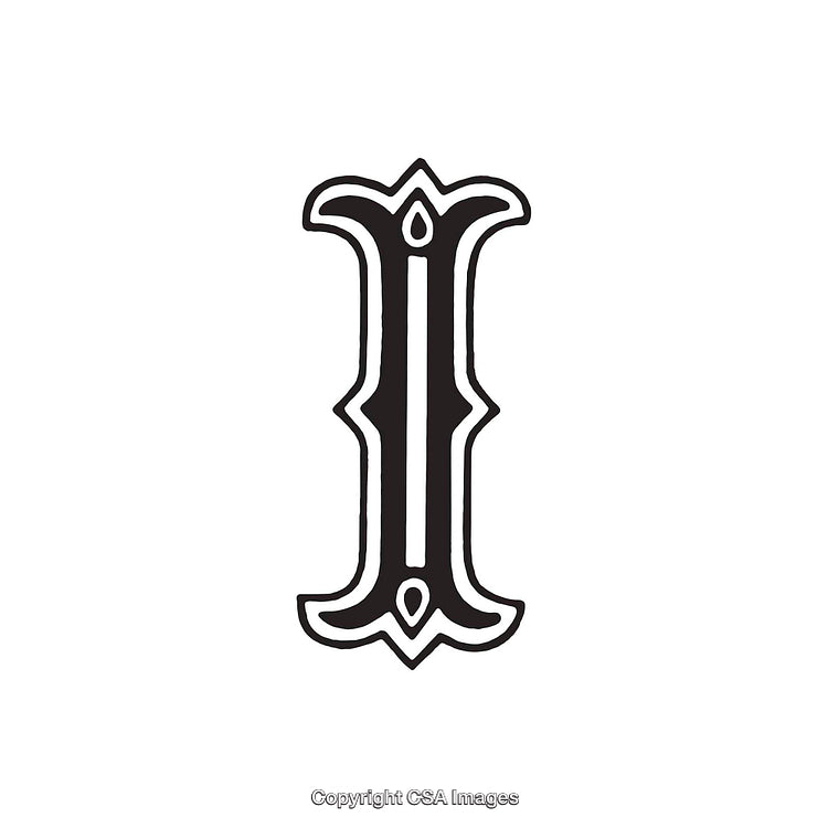 Ornate Decorative Gothic Styled Letter I Isolated on White Background
