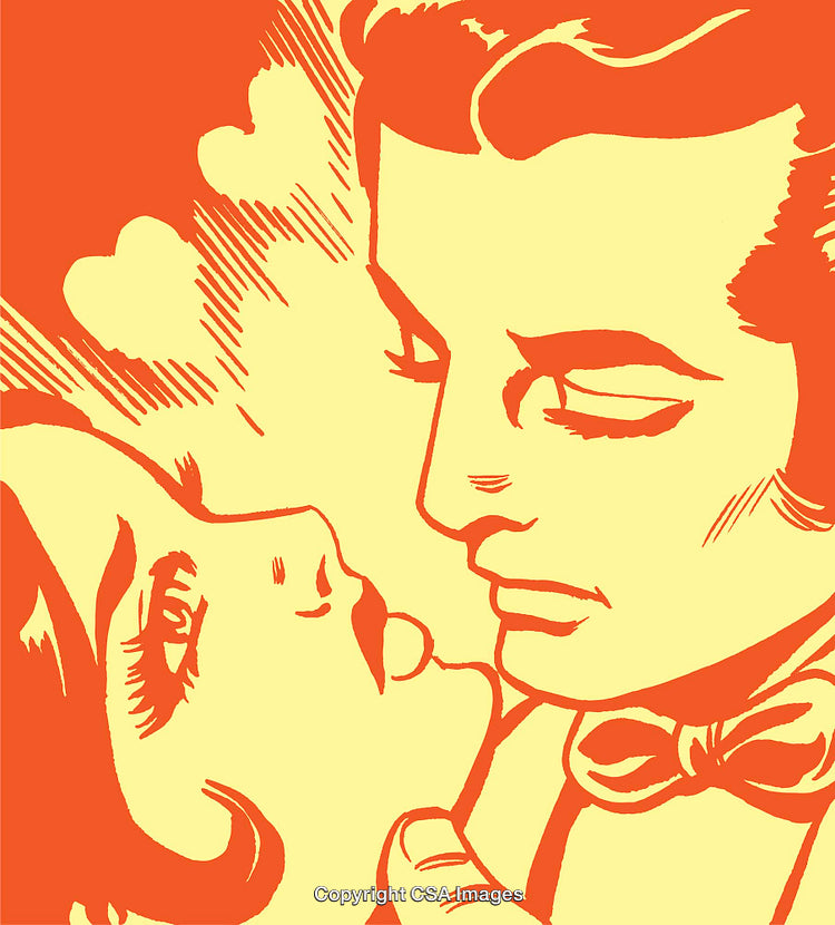 Retro Pop Art Illustration of a Romantic Couple Expressing Love and Affection