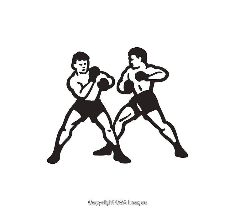 Black and White Illustration of Two Boxers in a Boxing Stance