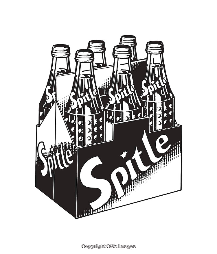 Black and White Soda Bottle Pack Line Art