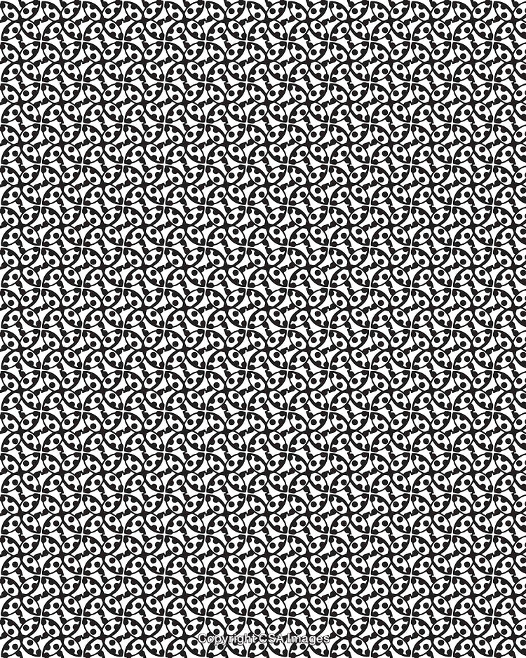Seamless Black and White Pattern Design With Geometric Elements