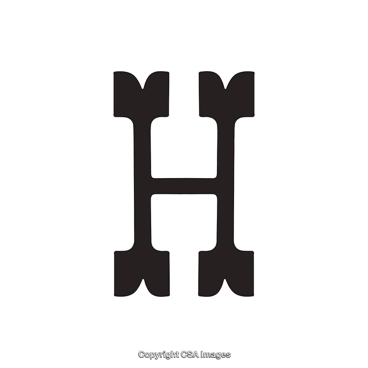 Bold Serif Letter H in Black on White Background