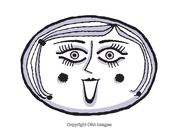 Whimsical Line Art Illustration of a Smiling Face with Unique Features