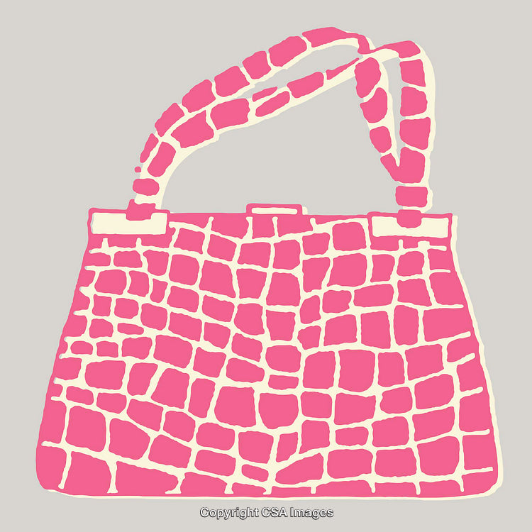 Colorful Line Art of a Pink Geometric Texture Handbag Design