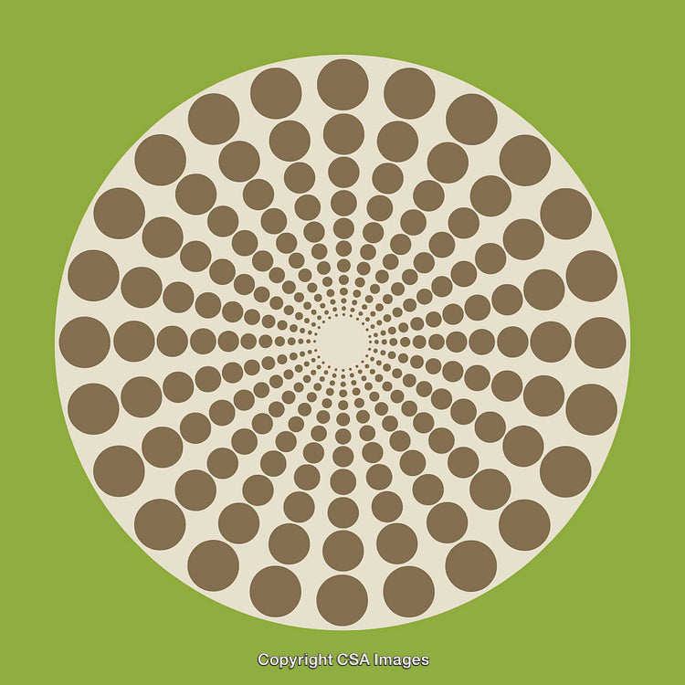 Circular Retro Dot Pattern Design on Vibrant Green Background