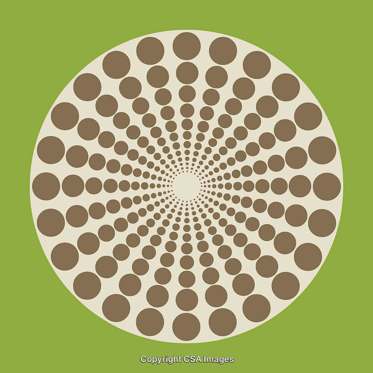 Circular Retro Dot Pattern Design on Vibrant Green Background