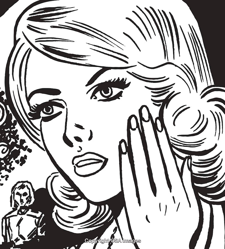 Pop Art Style Illustration of Woman Expressing Surprise or Concern