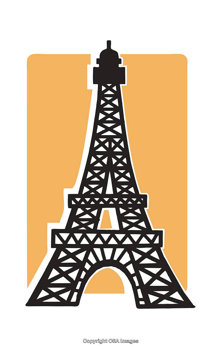 Abstract Eiffel Tower Illustration with Bold Colors and Stylish Design