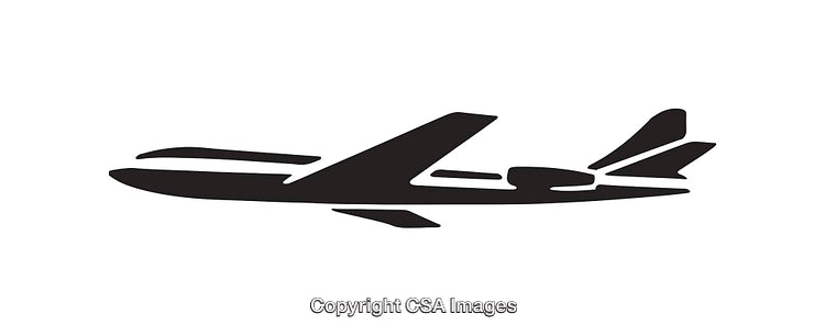 Silhouette Of Airplane Icon Depicting Flight and Aviation Themes in Black