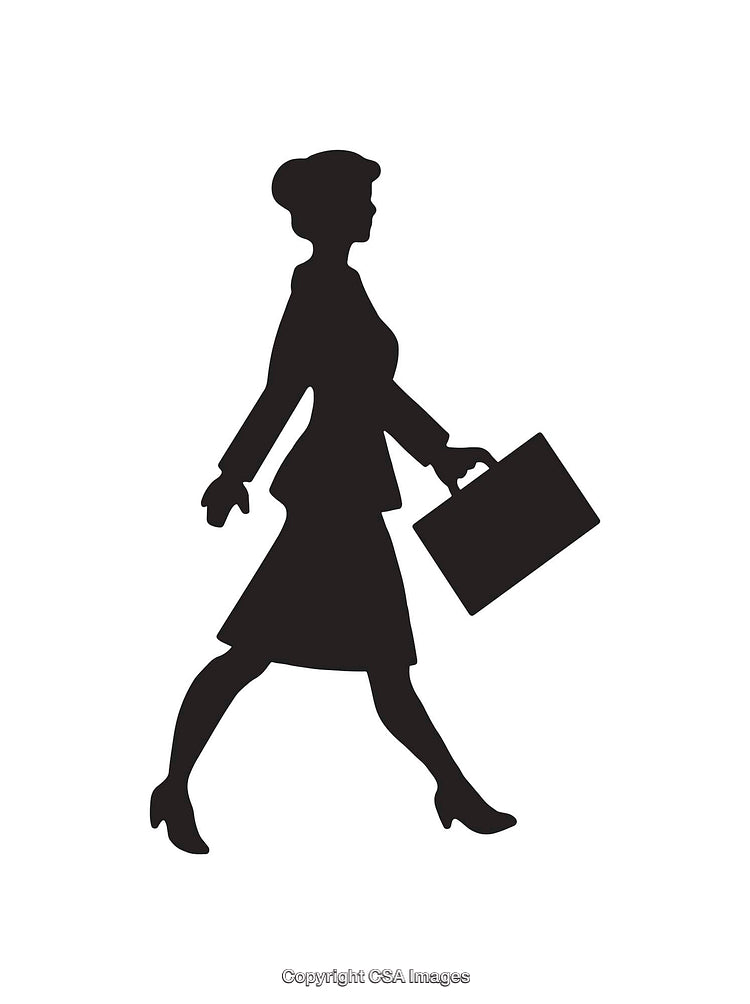 Silhouette of a Businesswoman Walking with a Briefcase in Hand