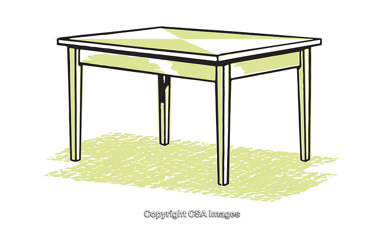 Flat Cartoon Illustration of a Minimalistic Wooden Table in Warm Colors