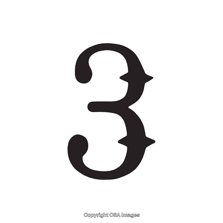 Number Three in Black Font Displayed on White Background