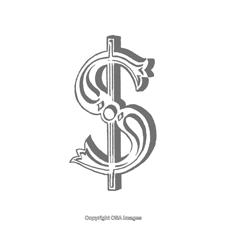 Elegant Monochrome Illustration of a Stylized Dollar Symbol