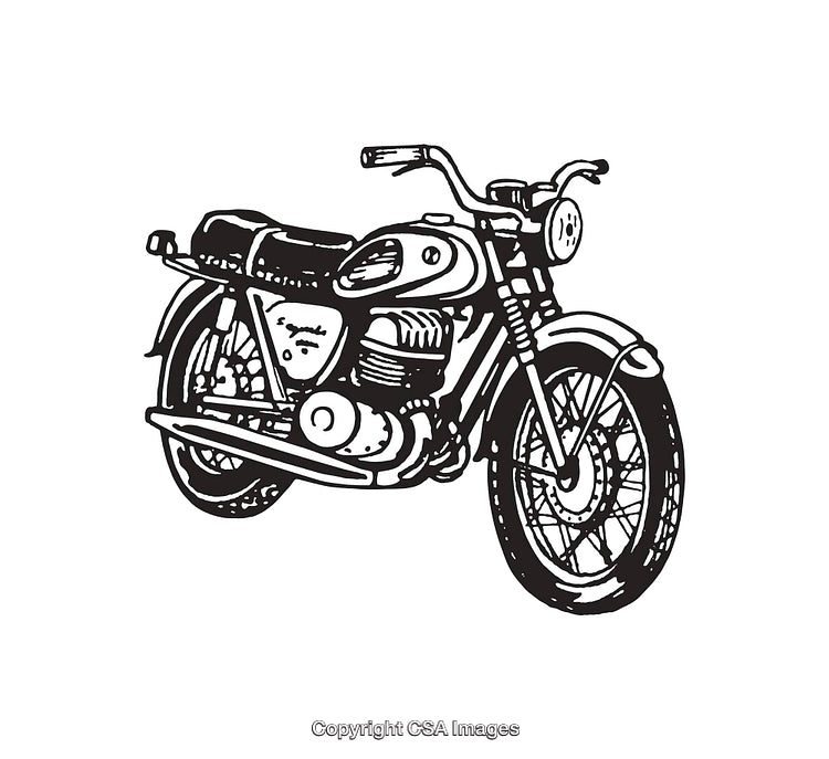 Vintage Motorcycle Line Art Illustration in Black and White Style