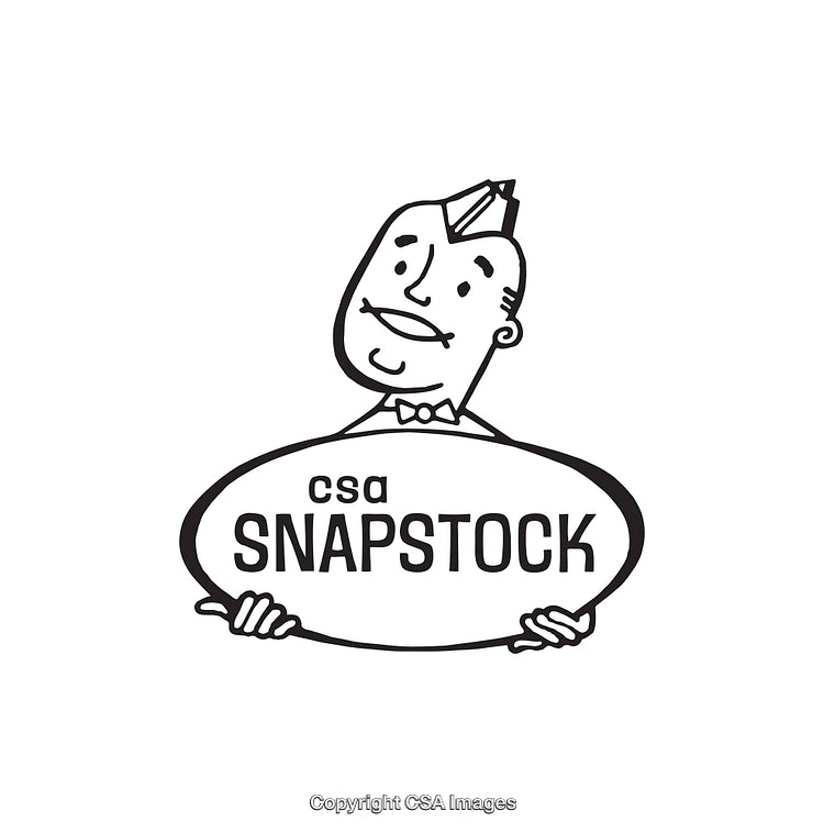 Retro Styled Black and White Line Art Illustration of a Character Holding a Sign