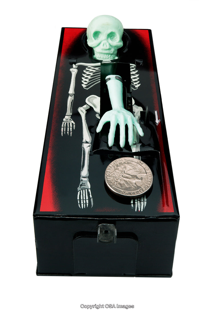 Toy Skeleton Coin Bank with Scary Halloween Decoration Theme