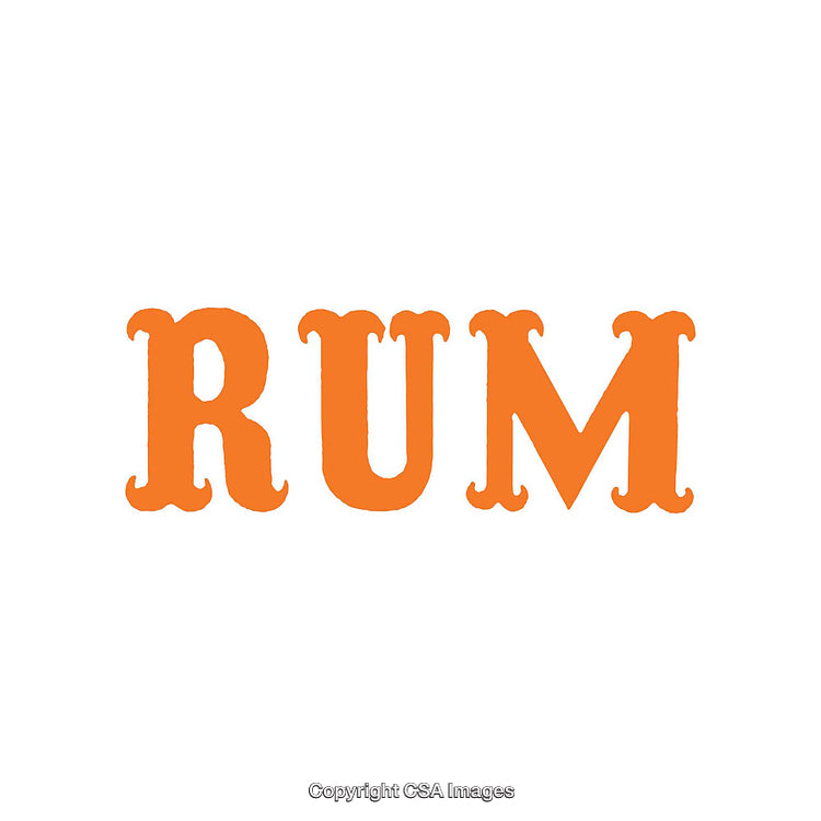 Bold Orange Rum Text on a Clean White Background