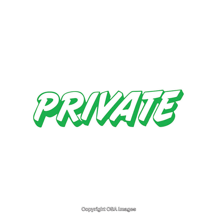 Green Lettering Highlighting Word 'Private' with Bold Font on White Background