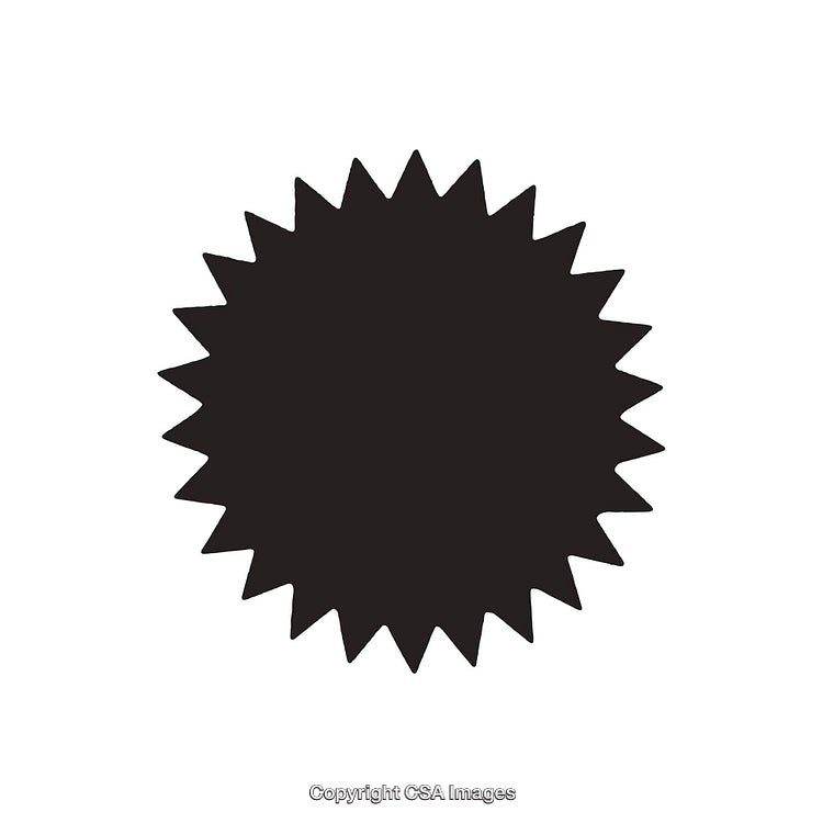 Black solid starburst shape with spiked edges on white background