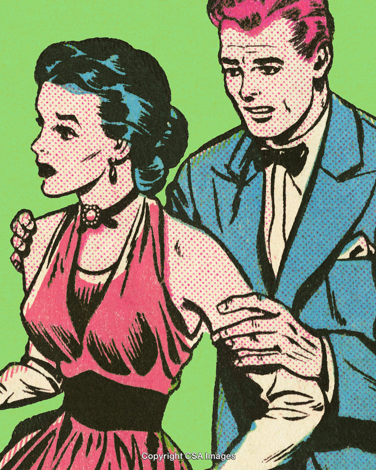 Vintage Comic Art Depicting a Couple in Emotional Interaction