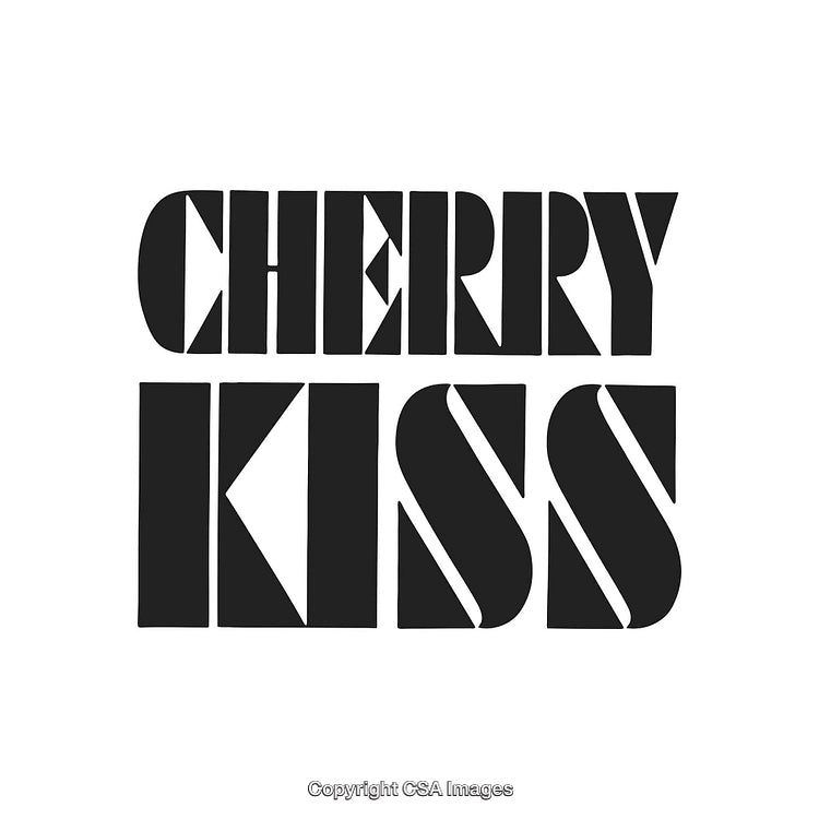 Stylized Bold Typography Design Featuring the Text Cherry Kiss in Black