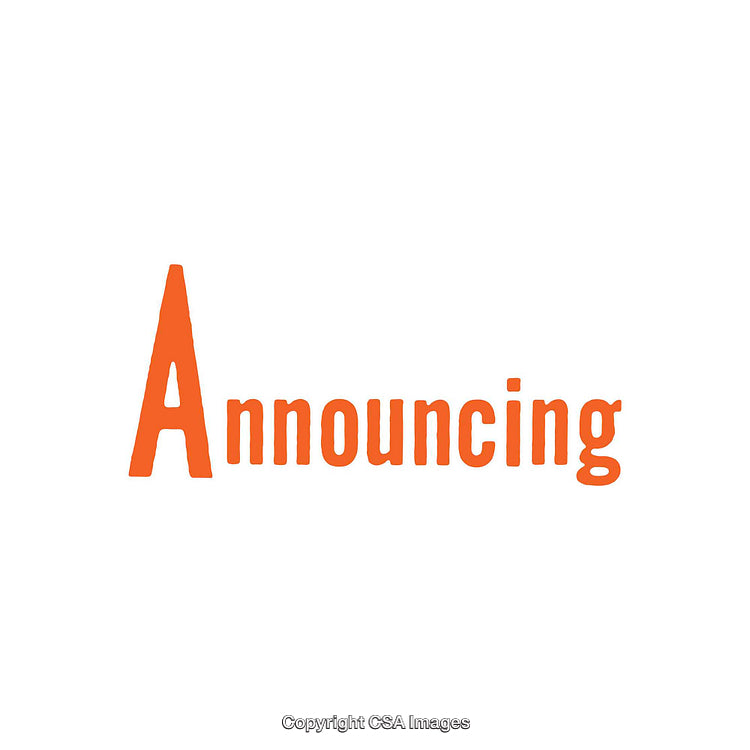 Bold Orange Announcement Text Illustration on a White Background