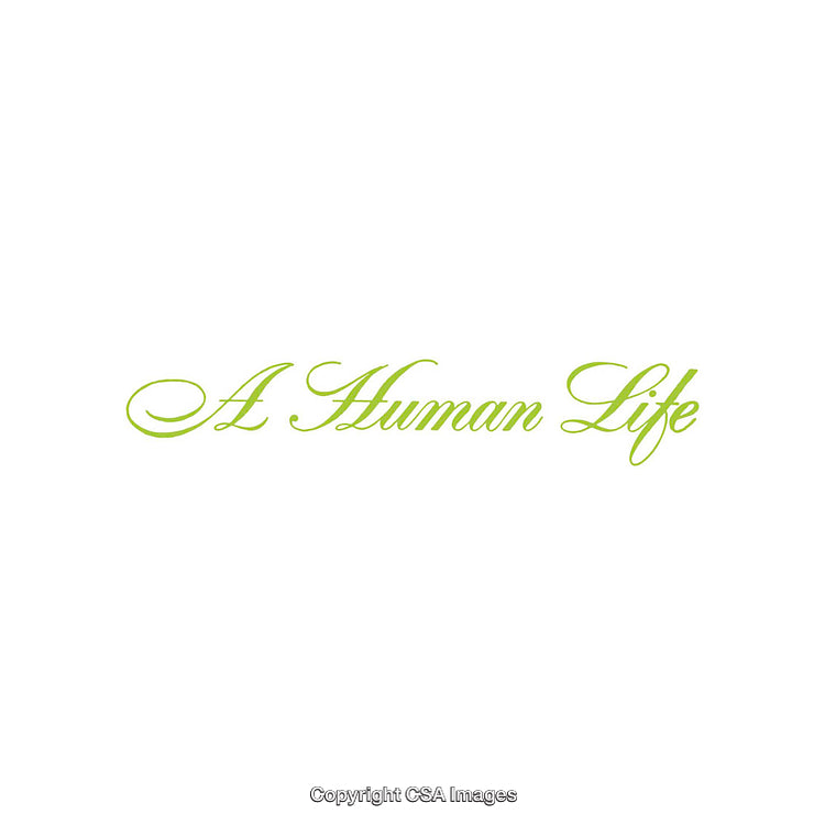 Elegant Green Script Font Artwork Displaying 'A Human Life'