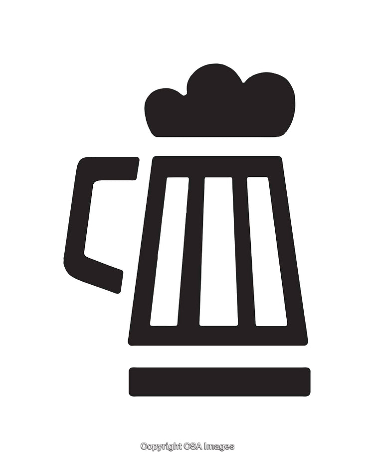 Black And White Line Art Illustration of a Beer Mug With Foam