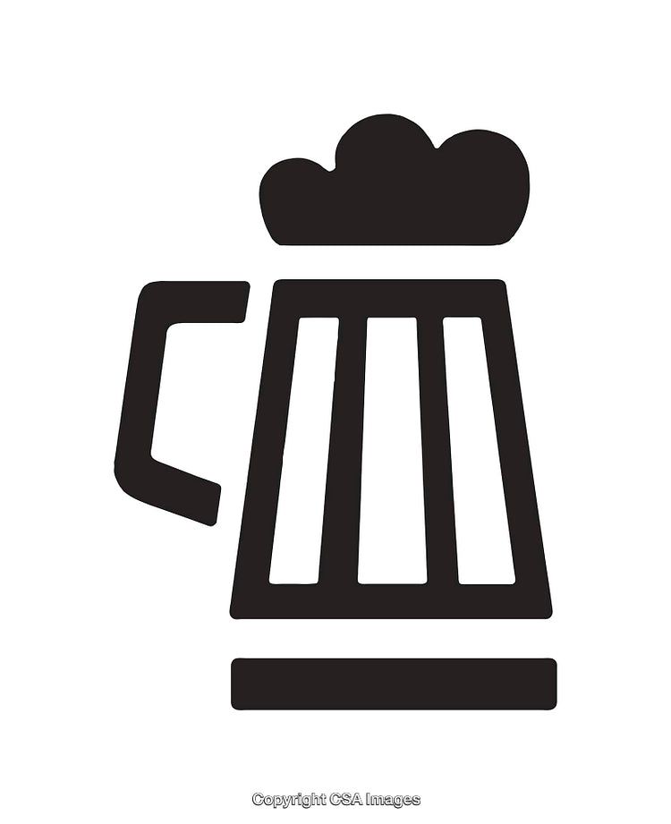 Black And White Line Art Illustration of a Beer Mug With Foam