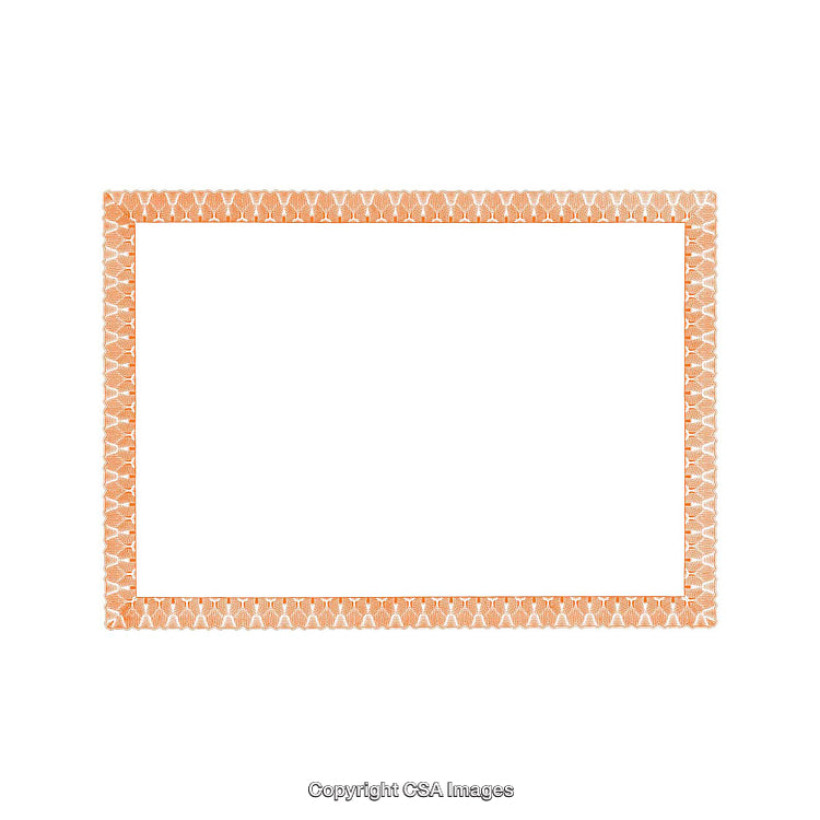 Orange Patterned Rectangular Frame Isolated on White Background