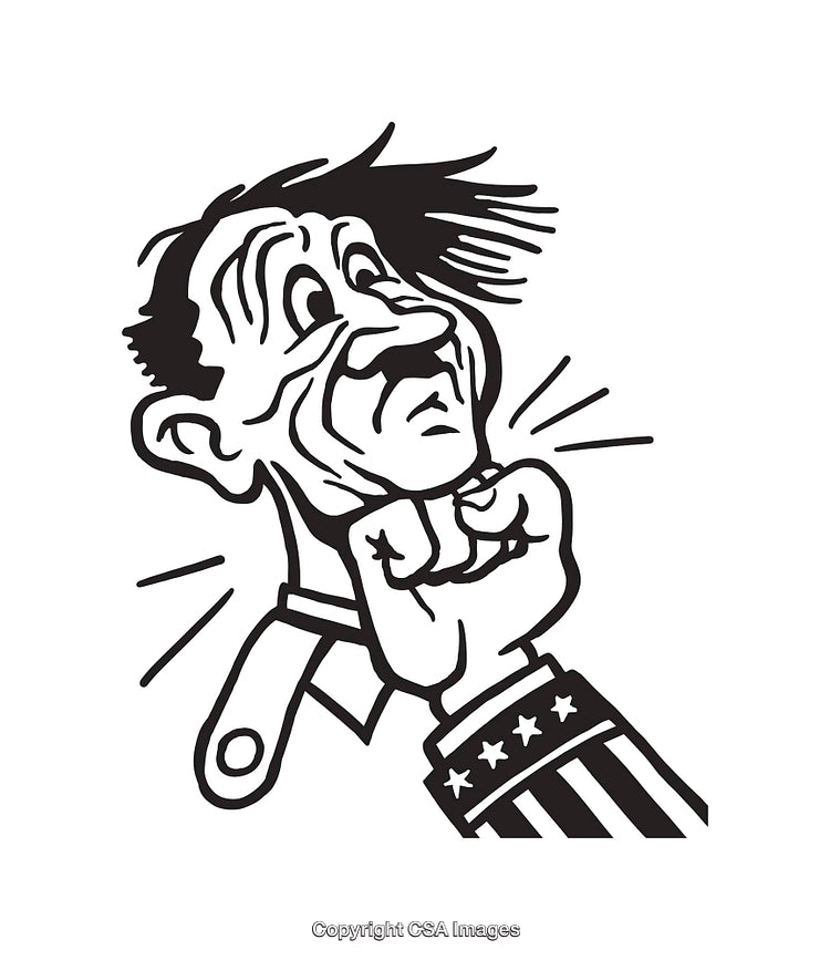Retro Black and White Illustration of a Punch Depicting Symbolism