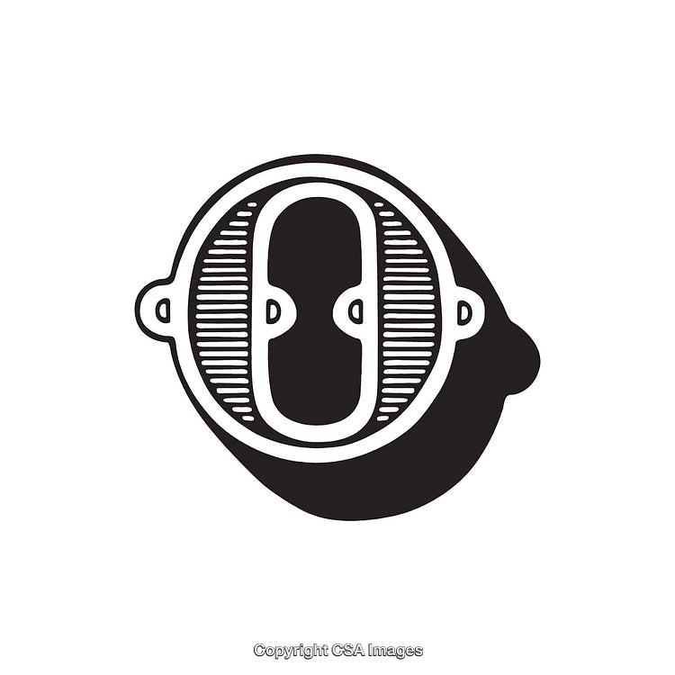 Monochromatic Abstract Illustration of the Letter 'O' in Artistic Style