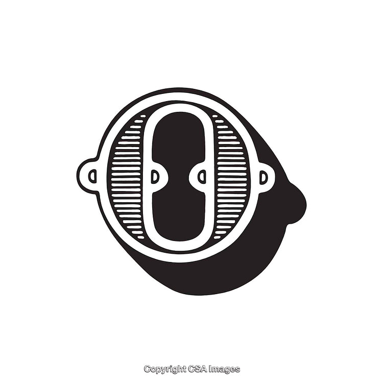 Monochromatic Abstract Illustration of the Letter 'O' in Artistic Style