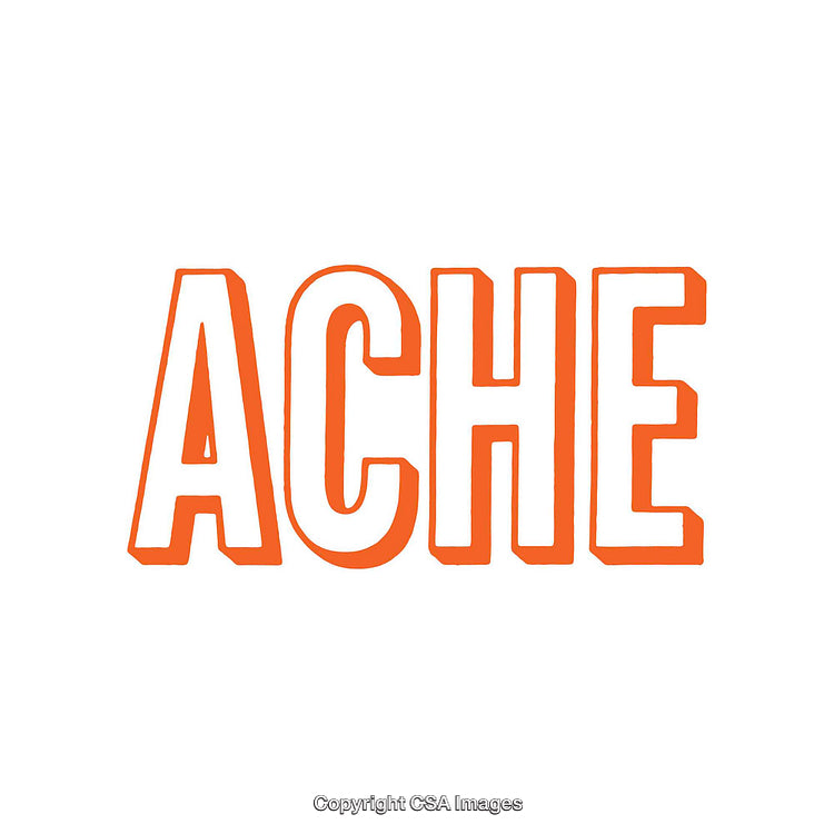 Bold Orange Word Art Representing Pain or Discomfort