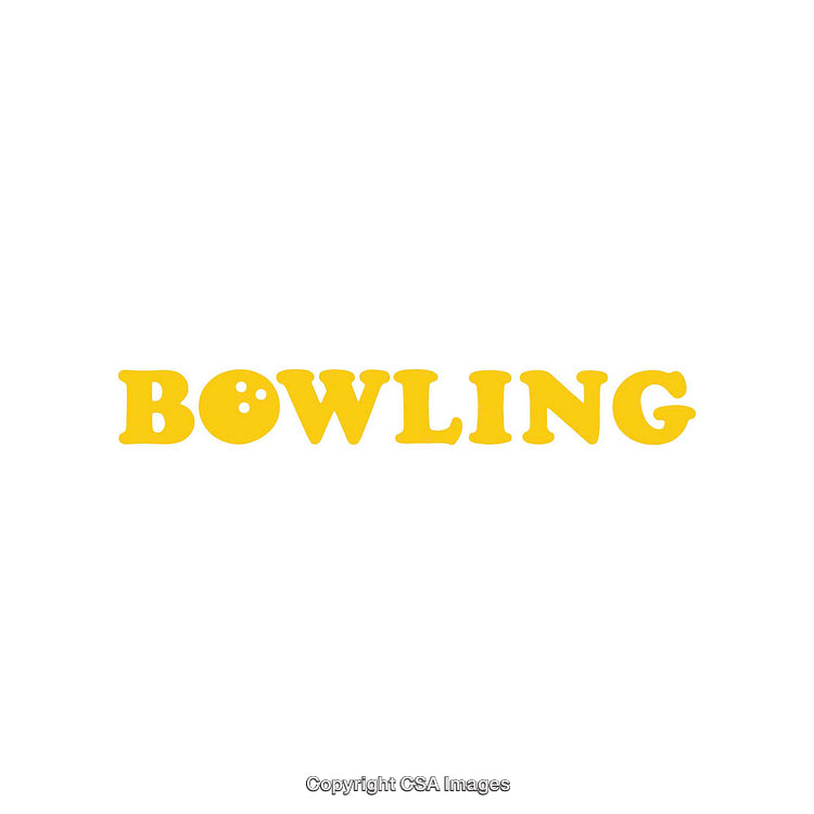 Stylized Yellow Bowling Text Design Over a White Background