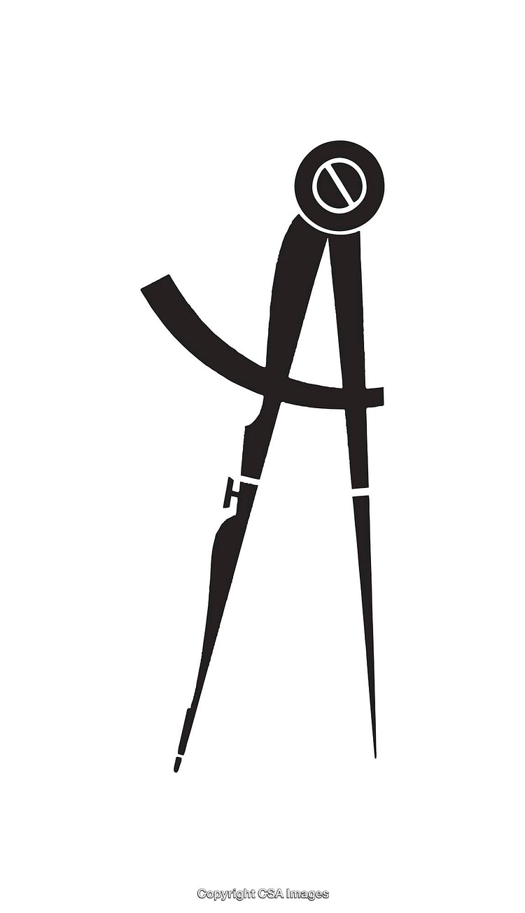 Black and White Geometric Compass Design Icon with Minimalist Appeal