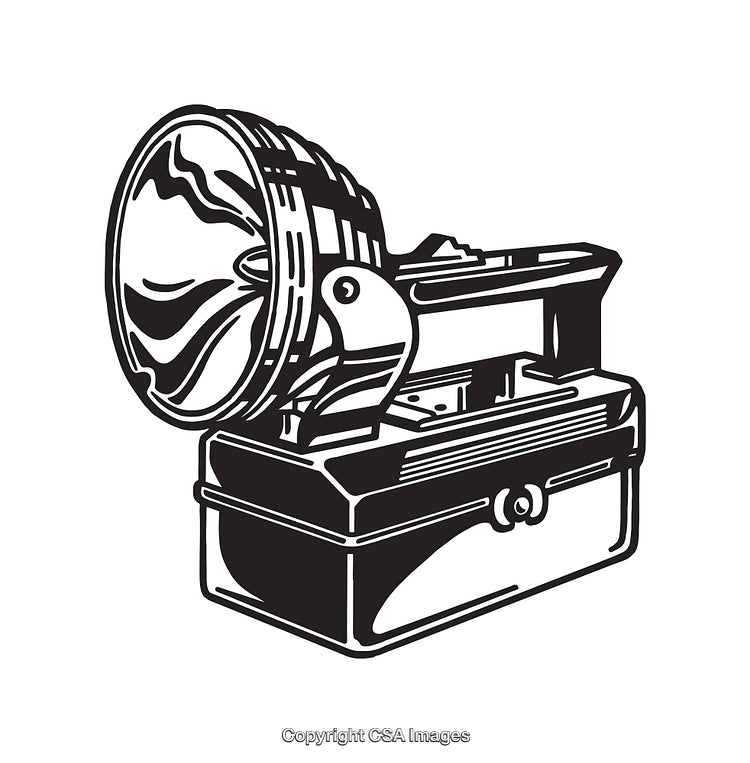 Vintage Black and White Flashlight Illustration With Classic Design