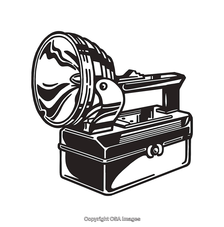 Vintage Black and White Flashlight Illustration With Classic Design