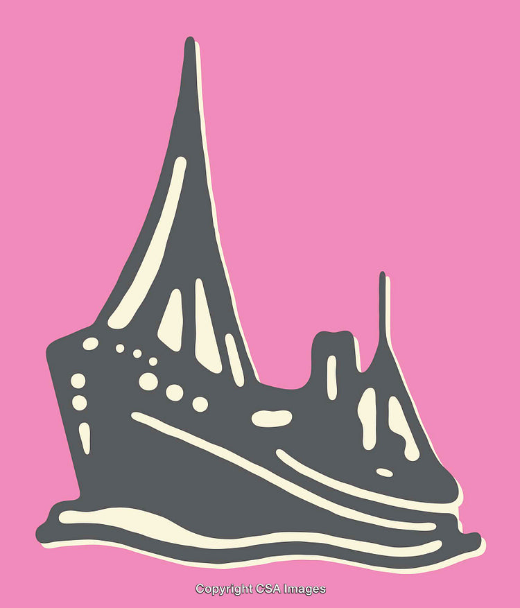Abstract Line Art Illustration of a Structure on Bright Pink Background