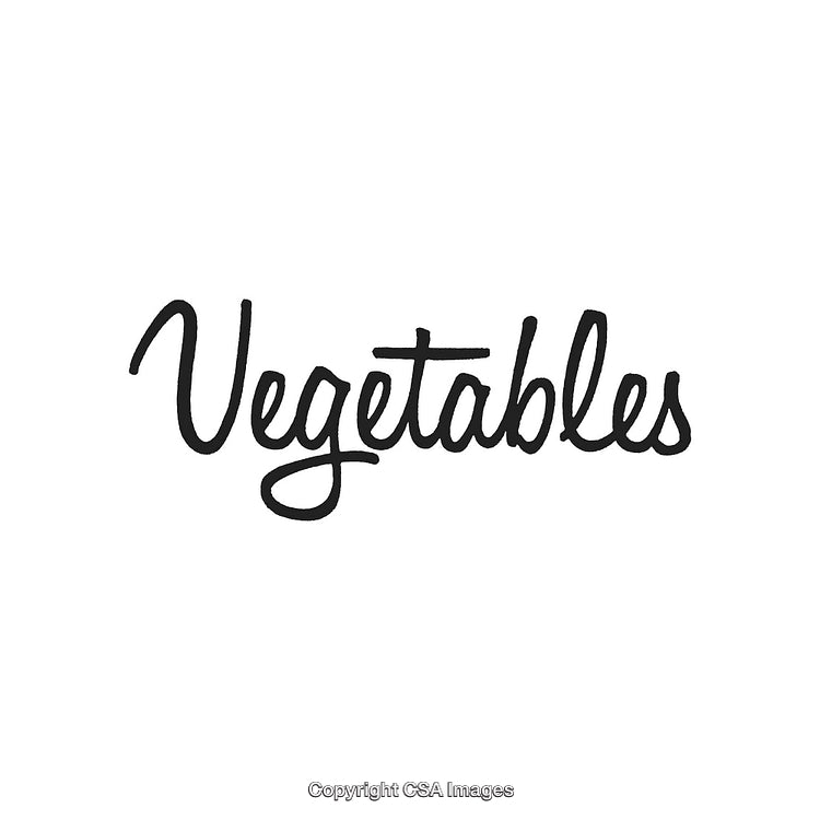 Vegetables Text in Stylish Handwritten Lettering Design on White Background