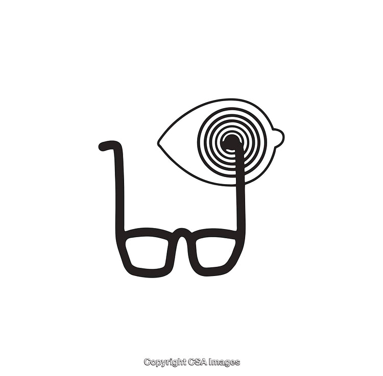 Minimalistic Line Art Illustration of Glasses With a Surreal Eye Design