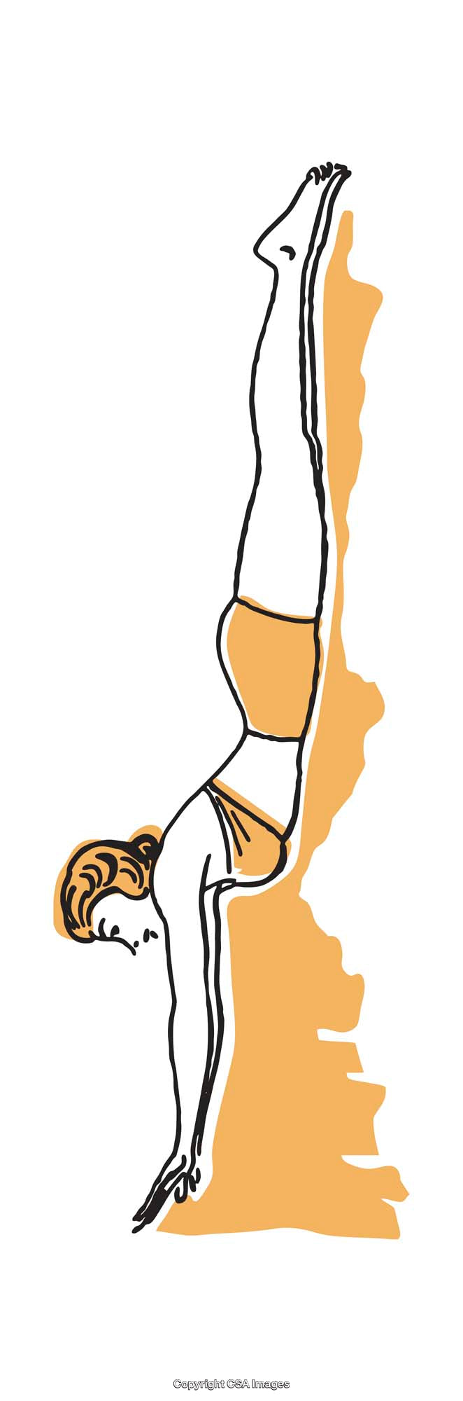 Colorful Illustration of a Woman Performing a Handstand Against a Wall