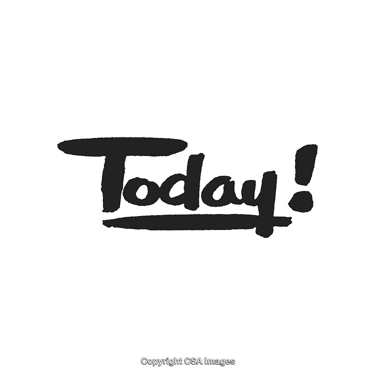 Motivational Handwritten Calligraphy Design Featuring the Word 'Today' with Exclamation Mark