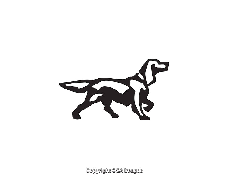 Black and White Line Art Featuring a Dog in a Standing Pose