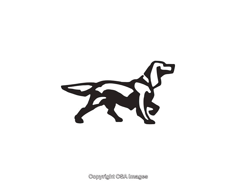 Black and White Line Art Featuring a Dog in a Standing Pose