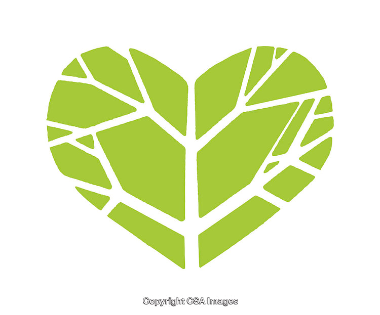 Green Heart Shaped Vegetal Logo Symbolizing Nature and Growth